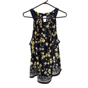 INC International Concepts Blouse Size 3X Floral Sleeveless Black Yellow Boho